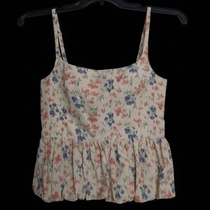 Rebecca Taylor Floral Camisole in Cream, Blue, and Pink